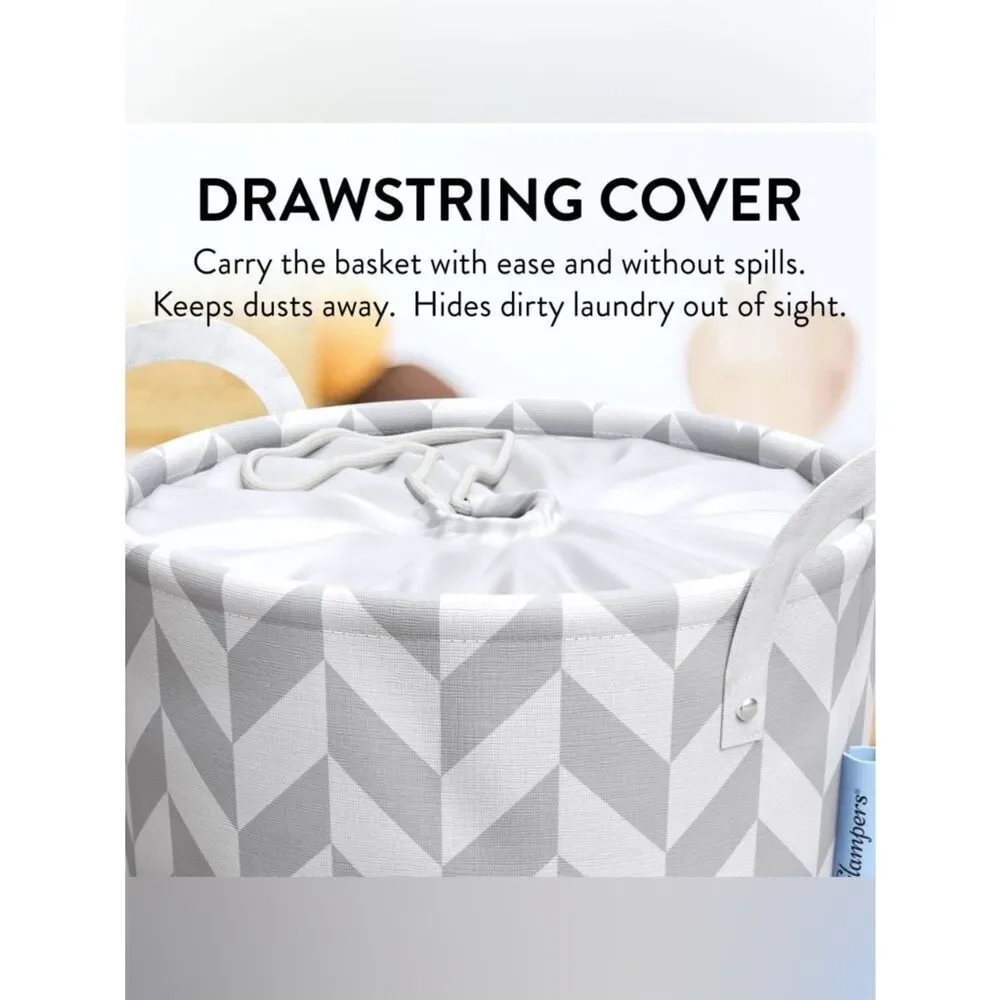 Glampers Gray and white Chevron Fabric Laundry Hamper - Home Accents
